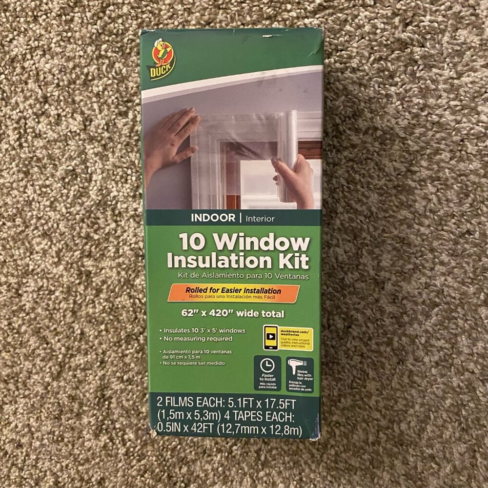 Duck 62”x420” Wide 10 Window Insulation Rolled Film Kit Indoor Heat